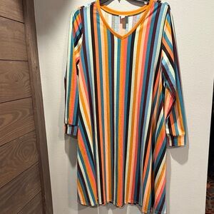 LuLaRoe Colorful Midi Striped Dress